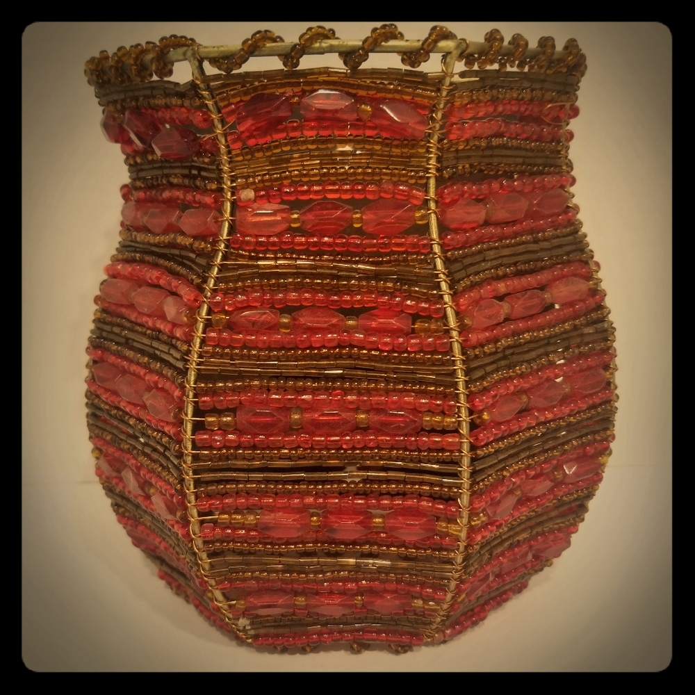 Vintage Boho/ hippie Style Beaded Candle Holder